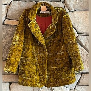 Free People Olive Floral Velvet Jacket